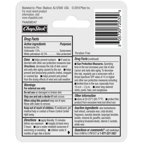 Vista 3 de Bálsamo labial hidratante, de Chapstick (paquete de 3)