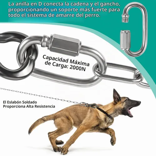 Vista 4 de Tresbro Cadenas de perro resistentes para exteriores, cable de amarre de acero inoxidable de 15 pies con gancho giratorio para perros pequeños