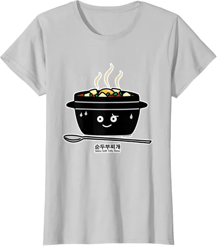 Vista 20 de Sopa coreana de guiso de tofu suave picante Sundubu jjigae huevo caliente, gris, S Negro