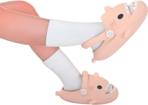 Vista 6 de ChayChax- Sandalias con diseño de tiburónnubecaricatura antideslizantes de punta abierta para niños y niñas, muy cómodas, bonitas, suela gruesa