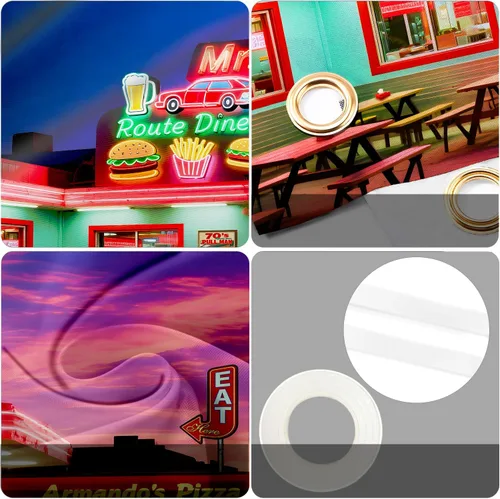 Vista 6 de HANYING Fondo retro para cena de los años 50, Ruta 66 Restaurante Ciudad Nocturna, Fondo de Fotografía, 7 x 5 pies, Decoración de fiesta