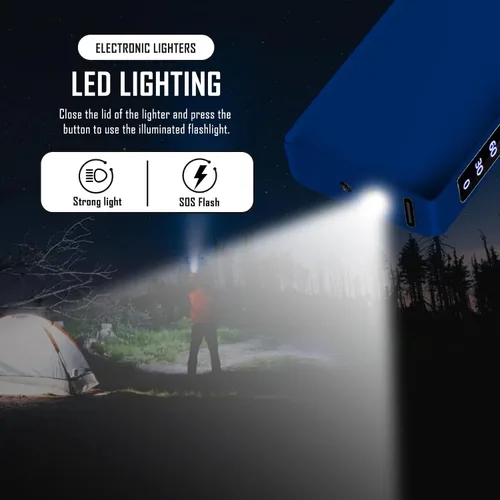 Vista 8 de SKRFIRE Encendedor USB resistente al viento – Arco eléctrico de alta potencia, encendedor de plasma recargable con linterna multimodo y pantalla