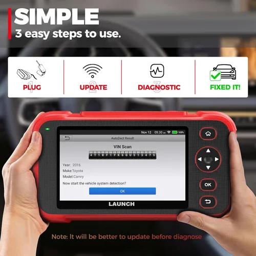 Vista 4 de LAUNCH Escáner CRP123I V3.0 OBD2 con diagnósticos de 4 sistemas y más de 7 restablecimientos Car diagnostic tool with battery testing, FCA