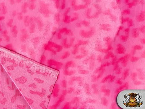 Vista 3 de Velboa Faux/Fake Fur Leopard Pink Fabric By the Yard