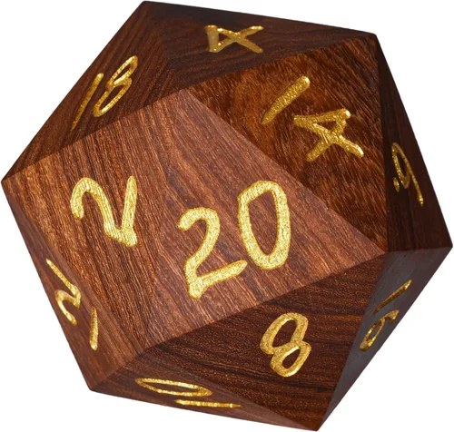 Vista 13 de Juego de dados D&D de sándalo rojo, dados poliédricos de madera natural con caja de lata de metal para juegos de rol y juegos de mesa