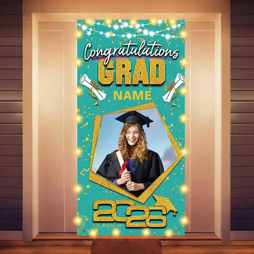 Vista 52 de Decoraciones personalizadas para fiestas de graduación 2026 – Cartel de felicitación de graduación grande – Cartel de fondo de graduación