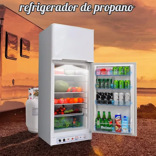 Vista 8 de SMETA Refrigerador de propano, refrigerador de 2 vías con congelador de 9.4 pies cúbicos, 110 V/gas GLP, refrigerador de almacenamiento grande
