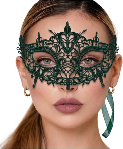 Vista 75 de Masquerade Mask For Women Lace Masquerade Mask for Masquerade Party, Proms, Venetian Party, Mardi Gras, Halloween & Cosplay Ana Bg Pluma de Pavo Real