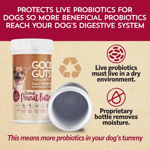 Vista 6 de Fidobiotics Good Guts Probióticos para perros – Polvo probiótico para perros para la salud digestiva, alivio de gases y heces más firmes, 3B UFC