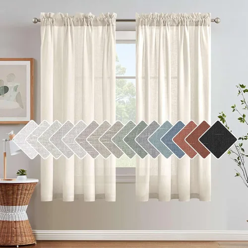 Vista 27 de H.VERSAILTEX Cortinas texturizadas de lino con filtro de luz para sala de estar, tratamiento de ventanas, cortinas naturales y duraderas