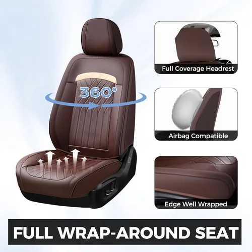 Vista 3 de Fundas de asiento delantero de automóvil, fundas de asiento de cuero para automóviles, protector de asiento de automóvil, impermeable, transpirable