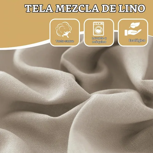 Vista 6 de H.VERSAILTEX Cortinas de lino con lazos de 63 pulgadas de largo, cortina de privacidad texturizada de lino natural, múltiples formas de colgar Angora