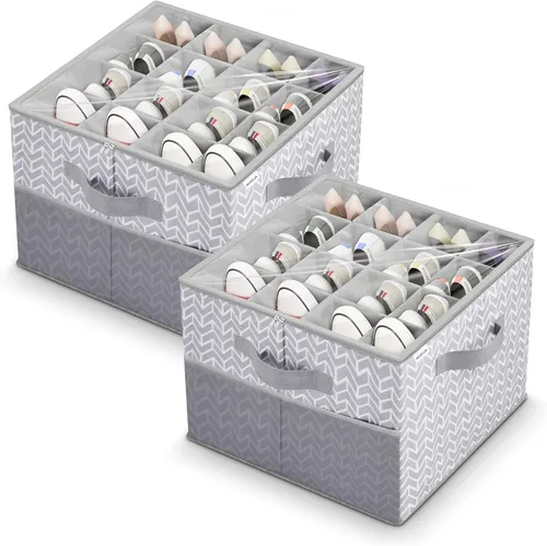 Vista 8 de ALCOVA Organizador de zapatos para armario, caja de almacenamiento de zapatos con cubierta transparente, caja de almacenamiento plegable