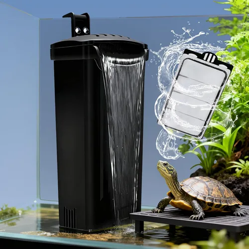 Vista 8 de Filtro de acuario pequeño, filtro de tanque de peces, filtro de tanque de tortuga, filtro ultra silencioso de 3.5 W de baja agua para reptiles de 1