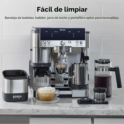 Vista 9 de Ninja Luxe Café Premier 3-in-1 Espresso Machine, Drip Coffee, & Cold Brew Molinillo incorporado, espumador de leche manos libres y manipulación