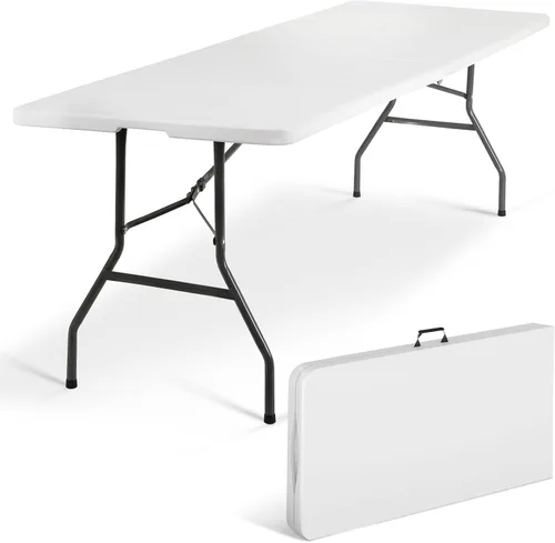 Vista 10 de Mesa Plegable de 4 Pies de Altura Ajustable con Asa Incorporada, Mesa Plegable Portátil de Servicio Pesado de 4 Pies con Patas de Acero