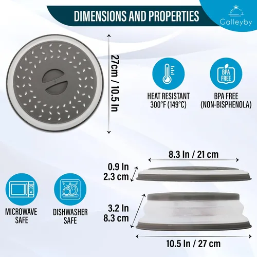 Vista 2 de Funda de silicona para salpicaduras de microondas, apta para lavavajillas, paquete de 1 funda para tapa de microondas para alimentos, diseño