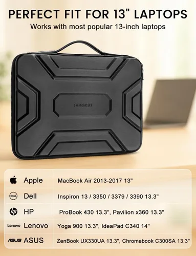Vista 6 de DOMISO Funda para laptop de 13.3 pulgadas con asa, bolsa de computadora a prueba de golpes, impermeable, funda protectora de EVA para portátiles