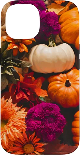 Vista 4 de Funda con temática de otoño para iPhone 16, diseño de calabaza, niña, mujer, diseño vintage de otoño
