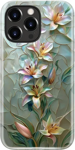 Vista 14 de LUMARKE Funda para iPhone 14/iPhone 13, lindo Y2K floral, carga inalámbrica Mosaico Tortuga Shell