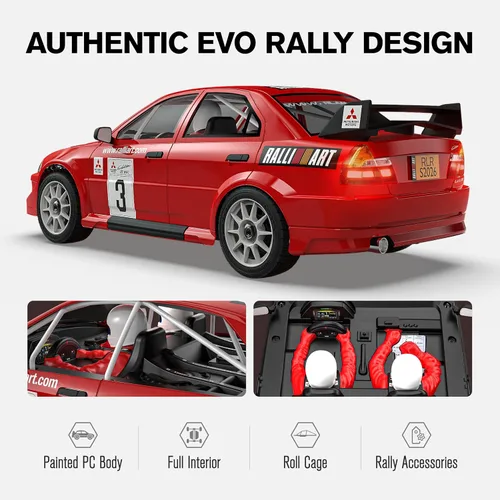 Vista 4 de Mitsubishi EVO 6.5 TME con licencia 1/7 sin escobillas RTR RC Rally Car, SLEVO-07