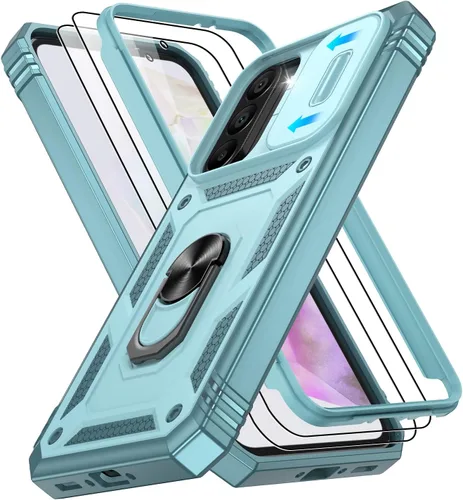 Vista 300 de Gritup Funda para Google Pixel 6 con cubierta deslizante para cámara y protector de pantalla (2 unidades), soporte de anillo giratorio 360°, funda