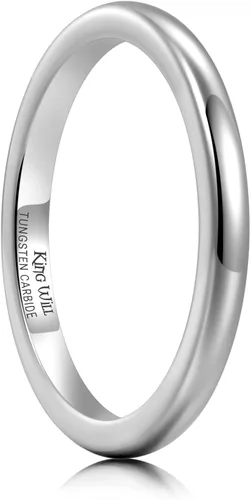 Vista 11 de King Will Anillo de boda de carburo de tungsteno para hombres y mujeres Plata-6 mm.