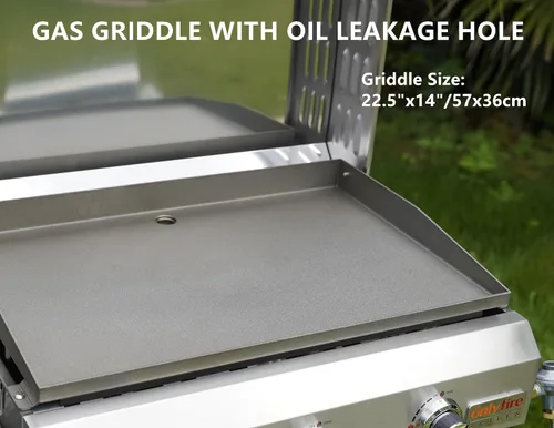 Vista 8 de ONLYFIRE GRILLS - Parrilla de mesa de gas con patas plegables, parrilla de gas propano portátil de 3 quemadores con tapa plana para cocinar al aire
