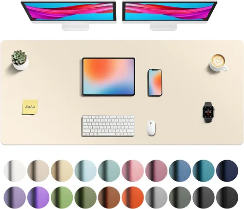 Vista 65 de Aothia - Protector de escritorio de cuero sintético grande, base antideslizante para mouse y superficie para escribir, impermeable, fácil de Agua