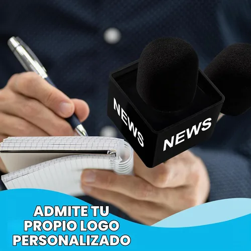 Vista 5 de Estación de bandera de micrófono, cubo cuadrado portátil, de espuma ABS, con logotipo, equipo de estudio, accesorios de micrófono para entrevista