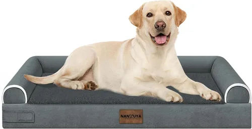 Vista 22 de NANUYA - Cama ortopédica para perros de tamaño mediano/grande, lavable: Camas con almohada para perros de tamaño mediano/grande, sofá de espuma