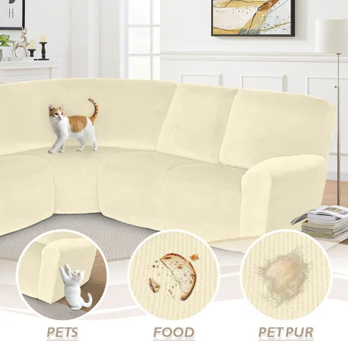 Vista 473 de Arfntevss Fundas de sofá seccional reclinable de terciopelo, Funda de sofá seccional de esquina para sofá reclinable, Funda elástica suave