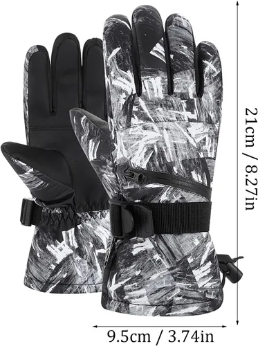 Vista 2 de Aniywn Guantes de esquí de invierno más cálidos impermeables y transpirables, guantes de nieve para hombres y mujeres, guantes de esquí y snowboard