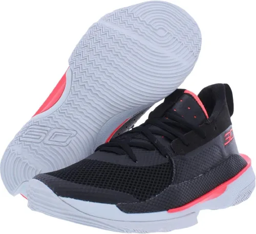Vista 3 de Under Armour Curry 7 - Tenis de baloncesto para niños preescolares 3022114-100, BlancoNegroRojo