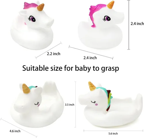 Vista 6 de Juguetes de baño para bebés, bonitos juguetes de baño de unicornio para niños pequeños, juguetes de bañera para niños y niñas, juguetes de ducha