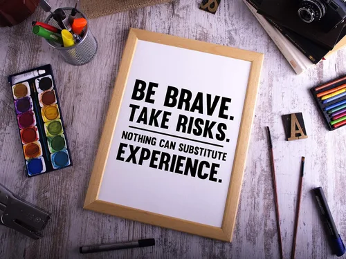 Vista 2 de Be Brave Take Risks Nothing Can Substitute Experience Poster Print, Inspirational Print, Motivational Quotes, Office Art, Cubicle Picture, Home Wall