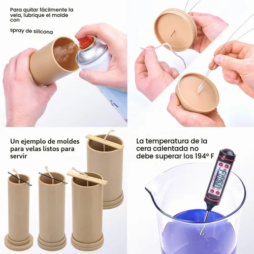 Vista 4 de Juego de 4 moldes de velas para hacer velas, moldes de cera derretida para manualidades, moldes de cera para velas