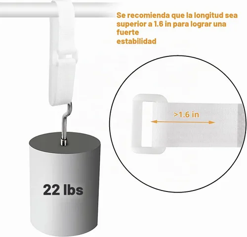 Vista 4 de Correas de cable ajustables de 16 pies con hebillas, longitud de corte libre, bridas de cable de sujeción reutilizables blancas, correa de seguridad