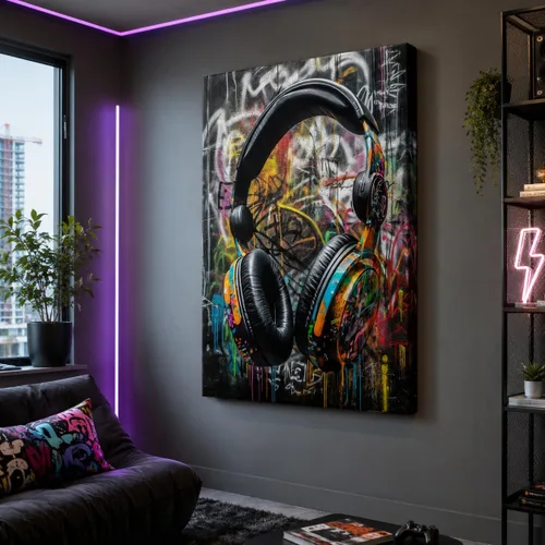 Vista 44 de ANRUOXI Arte de Pared de Graffiti, Impresión de Lienzo de Astronauta Espacial de Graffiti para Decoración de Pared, Impresiones de Arte Modernas
