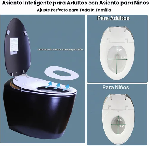 Vista 5 de WinZo Inodoro Bidé con Instalación de 10", Inodoro Inteligente con Bidé, Forma Ovalada Moderna, Apertura/Descarga Automática, Asiento Calefaccionado