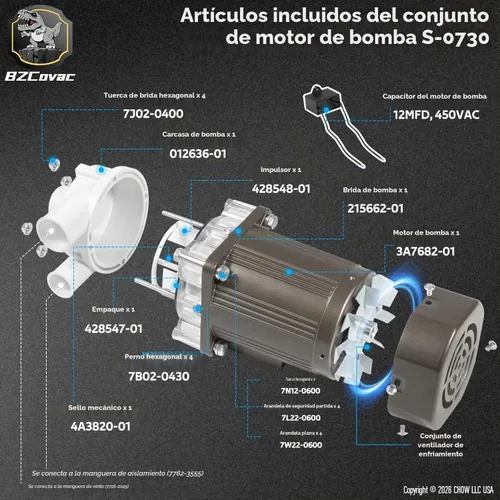 Vista 4 de S-0730 Bomba de agua para Hoshizaki, conjunto de bomba de motor de máquina de hielo con cable y kit de servicio de enchufe
