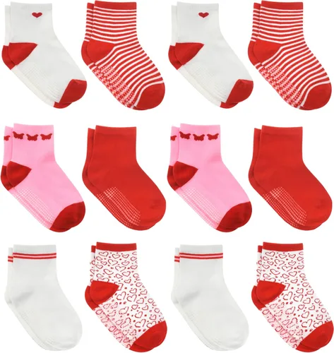 Vista 9 de Debra Weitzner Toddler Socks With Grips - 12 Pairs Crew Cotton Grip Socks for Baby Boys Girls Infant's and Kids 6-M - 7 years
