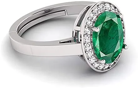 Vista 3 de LMDPRAJAPATIS Anillo ajustable con forma ovalada de plata de ley 925 con certificado de laboratorio de Ratti Natural 10.25