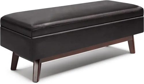 Vista 22 de SIMPLIHOME Owen Mesa de Centro Rectangular Moderna de Mediados de Siglo de 34 pulgadas de Ancho con Otomana de Almacenamiento en Tela de Poliéster