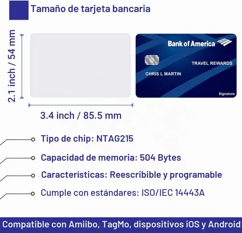 Vista 3 de Origin-Joy 10 tarjetas NFC, NTAG215 en blanco impermeables de 3.366 x 2.126 in, chips NFT, programables y regrabables, compatibles con dispositivos