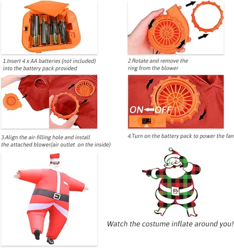 Vista 6 de Disfraz inflable inflable para adultos Navidad Halloween fiesta cosplay hombres y mujeres disfraz divertido de cuerpo completo