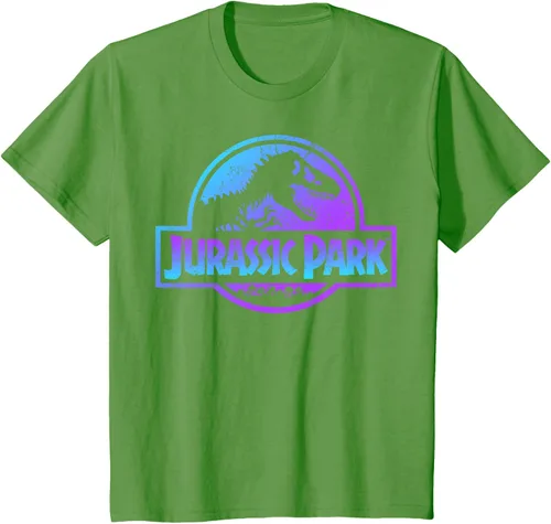 Vista 60 de Jurassic Park Camiseta de manga corta con logotipo Fossil azul y morado Negro