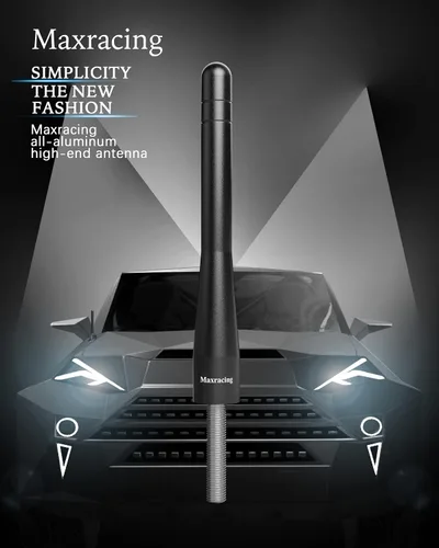 Vista 2 de MAXRACING - Antena corta de aluminio compatible con GMC Sierra (rosca M7) 2007-2022
