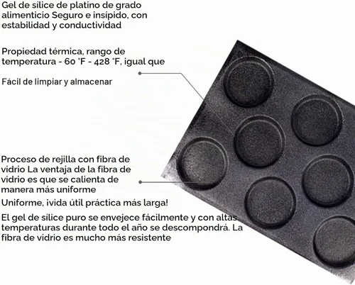 Vista 3 de Molde de silicona para pan de hamburguesas, molde antiadherente para pan de perros calientes, hojas redondas perforadas para pan, 8 cavidades