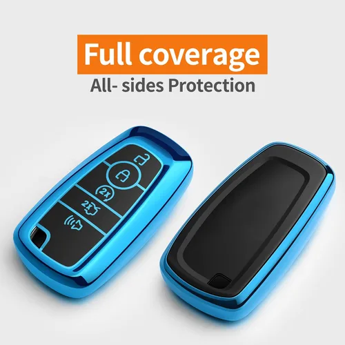Vista 3 de Funda para llavero Ford con llavero de TPU suave de alta calidad, protección completa, compatible con Ford Explorer, Mustang Fusion Escape F150 F250
